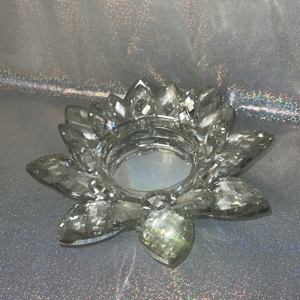 Crystal candle light holder shiny silver mirrored stunning luxury candle decor